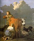 Woman Milking a Red Cow by Karel Dujardin